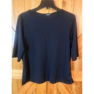 Kathie Lee collection short sleeve, black blouse, size large ￼(1586)